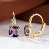 Rainbow Zircon Hoop Earrings Multicolor Crystal Square Stone Earrings Vintage Gold Color Wedding Earrings for Women Party