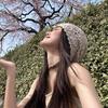 Japanese Style Women's Handmade Woven Head Wrap Hat Summer Thin Versatile Breathable Hollow Knit Slouchy Hat