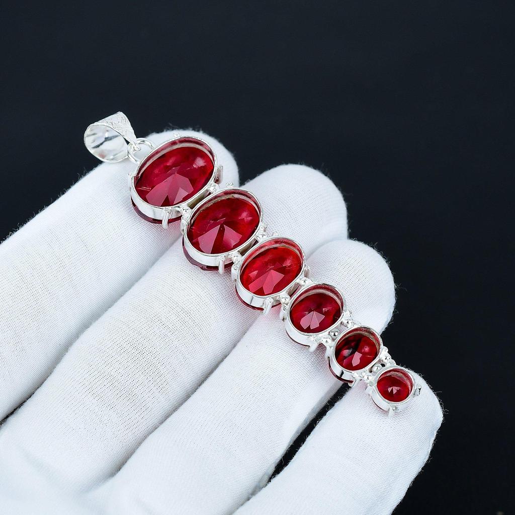 Red Garnet Pendant, 925 Sterling Silver Pendant, Handmade Pendant, Antique Pendant, Red Garnet Gemstone Pendant, Valentine's Day Gift