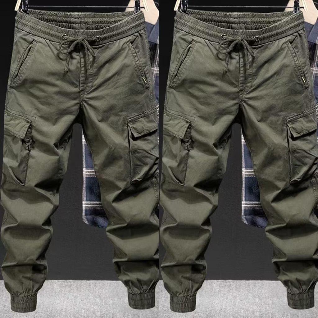 Men's Elastic Ice Silk Cargo Pants - Summer, Loose Fit, Plus Size, Work Wear, Wear-Resistant Construction Trousers