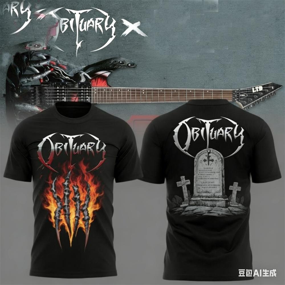 Letnia męska koszulka New Rock Obituary Zespół czaszki Nadruk Koszulka Mężczyźni Kobiety Moda Oversize Krótki rękaw Koszulka Graficzna Koszulka