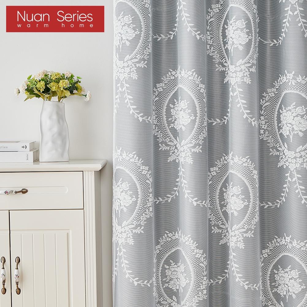 1PC Nuan Series 70-80% Blackout Dark Gray Blackout Curtains and Pure White Lace Sheer Double Layered Curtains for Living Room Bedroom Home Decoration