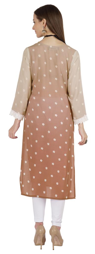 Bimba Printed  Designer  Kurta  For Womens Straight Kurti V-Neck Ethnic  Traditional  Wear - Cotton