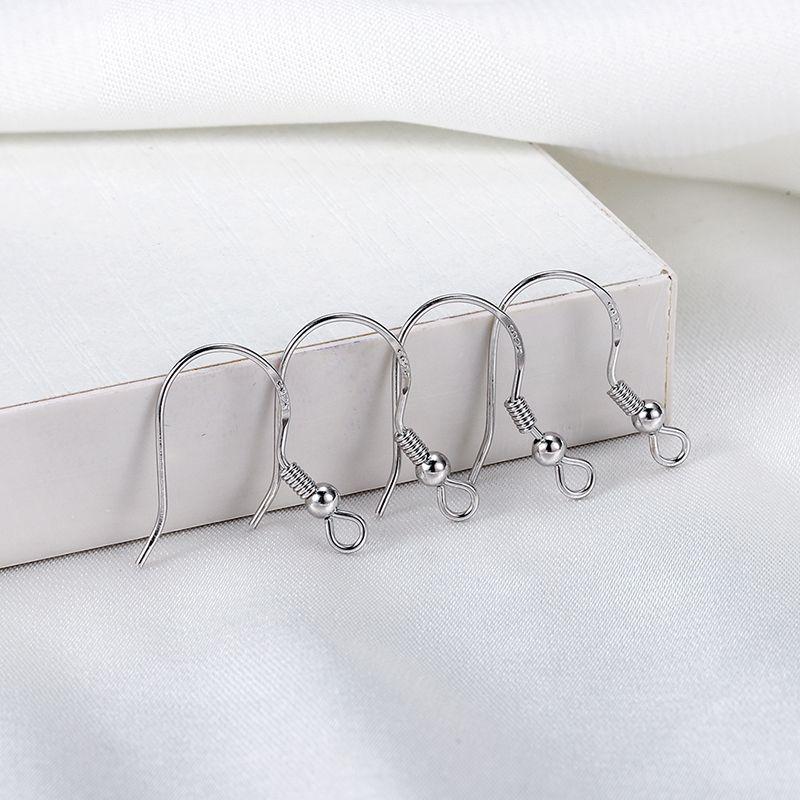 

Entire Sterling Silver Platinum Color Retention Ornament Accessories Female Ear Hook Platinum Beaded 925 Silver Ear Hook 1 pair of 2