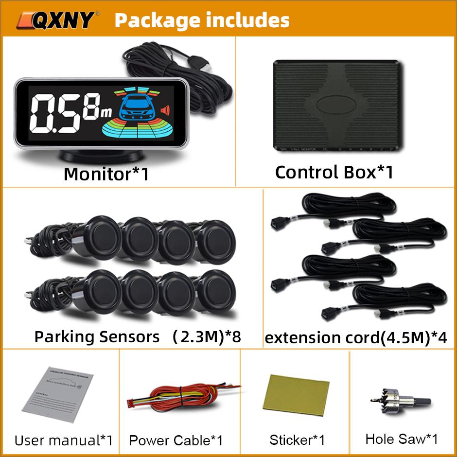 

Комплект датчиков парковки для автомобиля 4 6 8 Parktronic Reversing Front and Backback Car Radar Detector Помощь при движении задним ходом Звуковой сигнал 8 Sensors чёрный