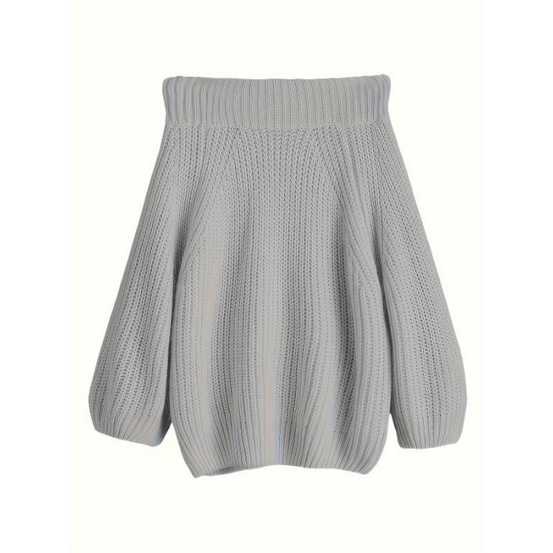 Hiver Femmes Épaississement Sexy Col Une Ligne Pull-over Pull Tops Amples Grosse Aiguille Manches Lanternes Tricot Pull Marée