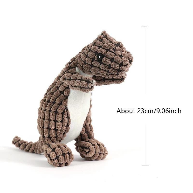 

Plush Dog Toy Dinosaur Shaped Interactive Squeaky Toys for Small Large Pets Tooth Cleaning Chew Toy Accessories кавовий
