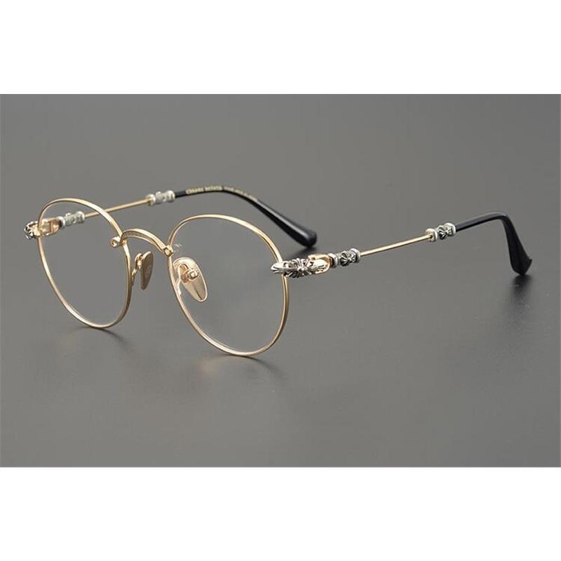 Handmade CHAR trendy and versatile glasses frame, ultra-light pure titanium retro round frame with anti-blue light myopia frame for men and women