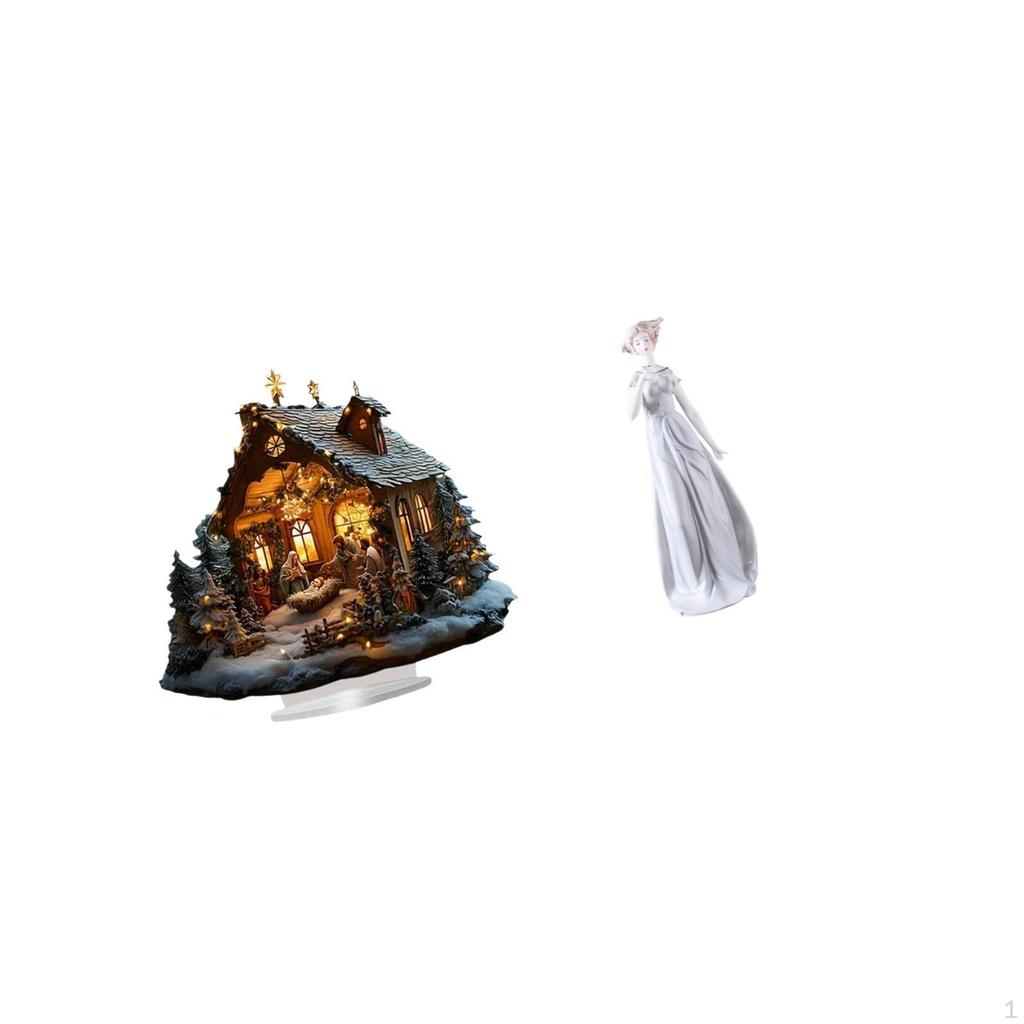 Nativity Scene Sculpture Acrylic Ornament Desktop Figurine Desk Girl Statue Modern Nordic with