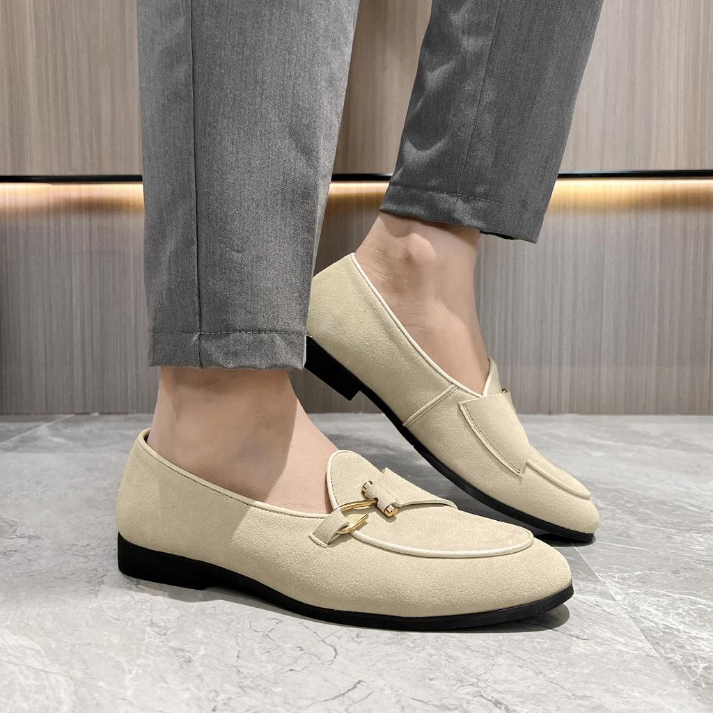 Fashion Men's Casual Shoes Cow Suede Genuine Leather Men British Style Buckle Monk Loafers Mens Slip-on Outdoor Driving Flats