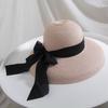 2025 Sommer Damen Große Schleife Sonnenhut Hepburn Stil Vintage Design Breiter Rand Strohhut Einfarbig UV-Schutz Urlaubsstrandhut