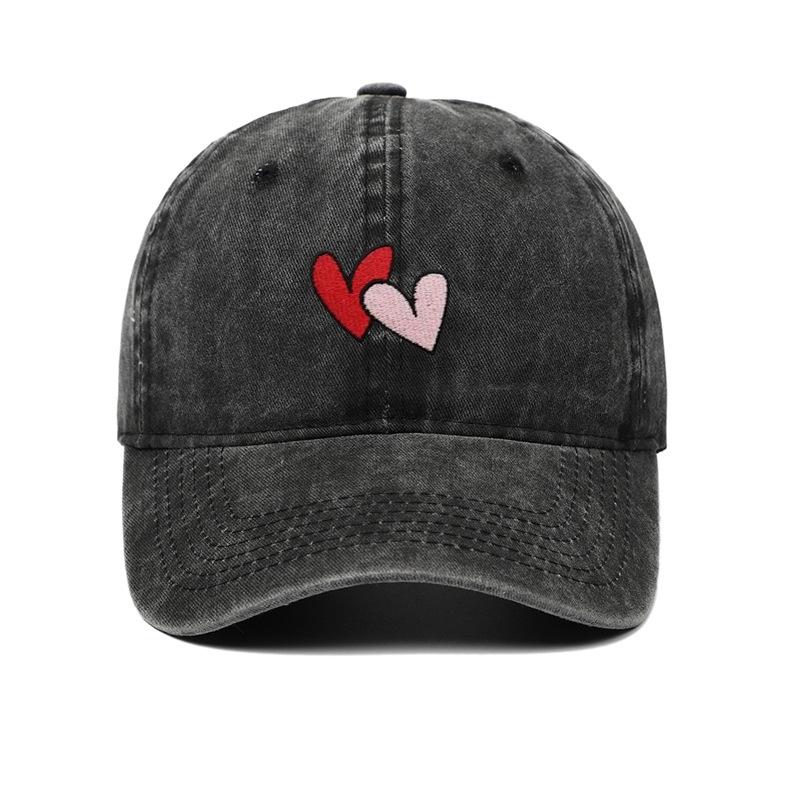 Versatile Vintage Peach Heart Embroidery Baseball Cap - Korean Style, Thin, Soft Brim, Spring/Summer, Unisex