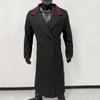 Men's British Solid Color Long Coat Fashionable Warm Woolen Overcoat