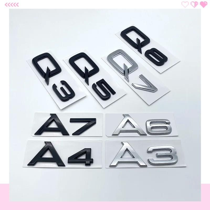 2026 Hot 3D ABS Chrome Glossy Black Letters Numbers Emblem for Audi A3 A4 A5 A6 A7 A8 Q2 Q3 Q5 Q7 Car Trunk Lid Nameplate Badge Sticker