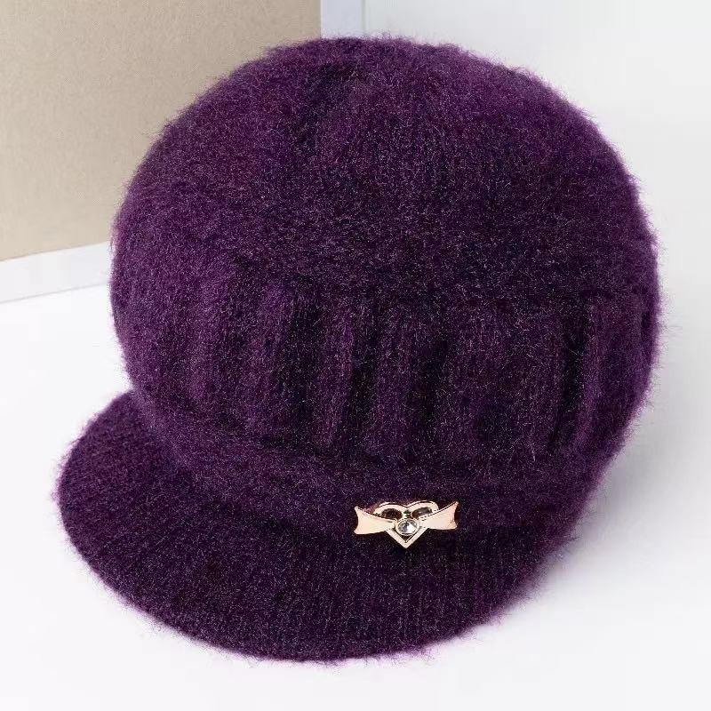 Autumn and winter old man hat knitted warm mother hat medium old plush thickened wool basin hat old lady hat