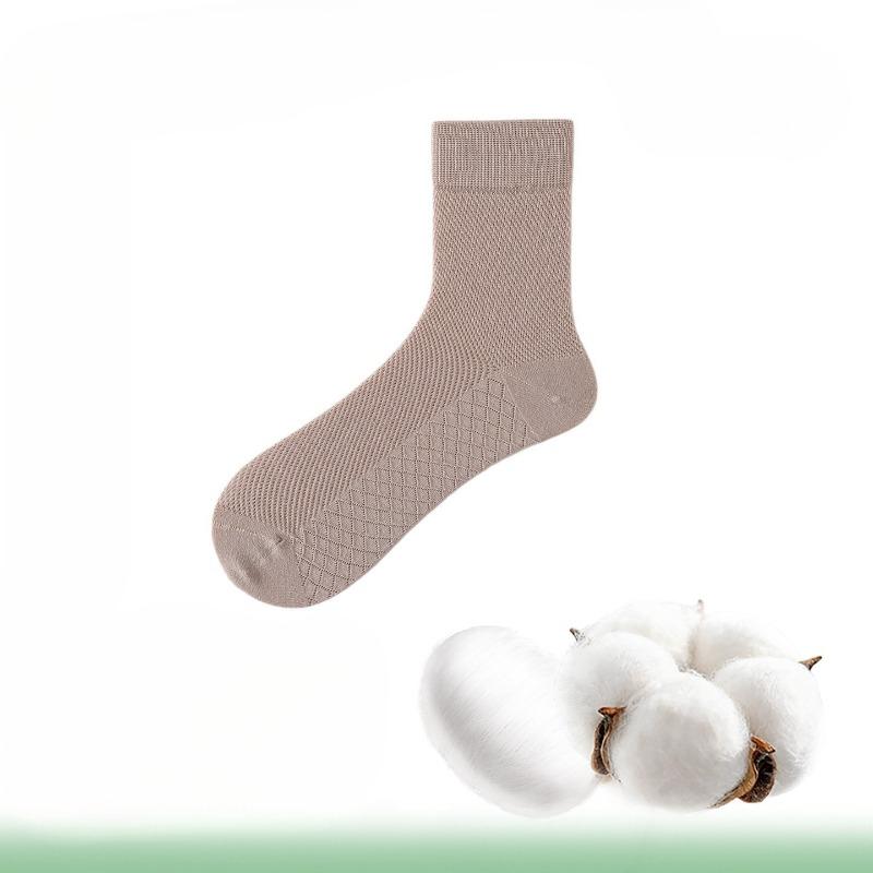 Summer Lightweight Mulberry Silk Socks for Men, Mid-calf Length Stockings, Mesh Cotton Socks, Sporty Anti-bacterial Mid-calf Long Stockings