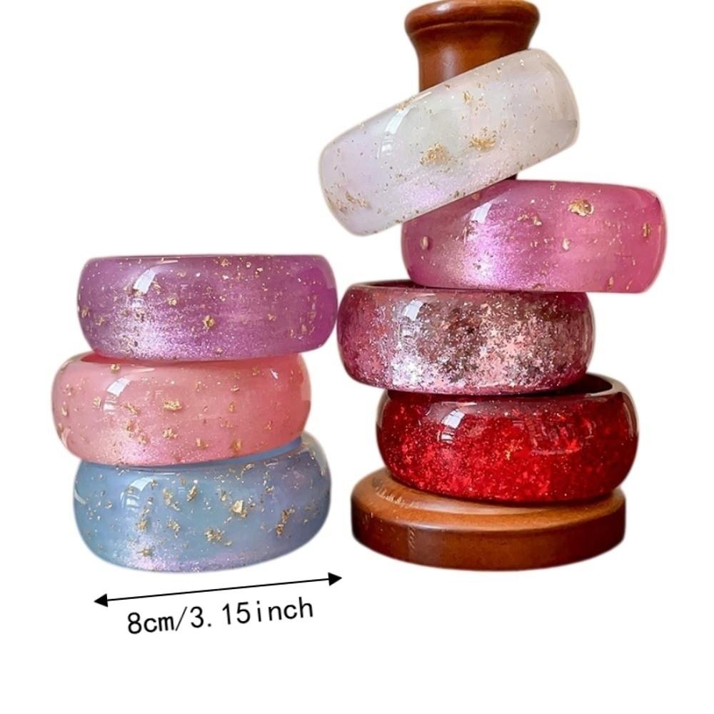 Resin Aurora Dopamine Bangle Smudging Retro Hand Ring Personality Women Wide Bracelet Gift