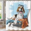 1pc Funny and Creative Surfing Cat and Dog Shower Curtain,Cartoon Bathroom Curtain,Home Polyester Decoration Curtain With Hooks