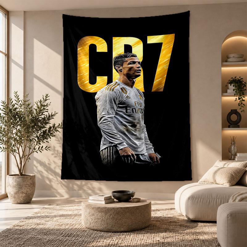 Decorative Tapestry,Cristiano Ronaldo Printed Wall Art, Lightweight Wall Hanging For Bedroom Background