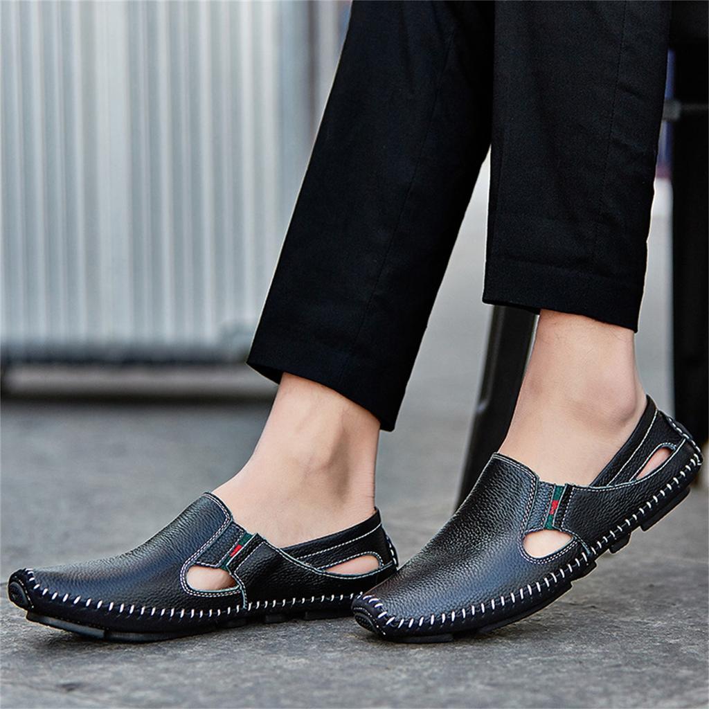 Men's Large Size Breathable Hollow Out Casual Slip On Shoes Lightweight Soft Sole Summer Footwear for Outdoor and Indoor Use