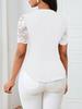Women's Summer V-neck Embroidered Hollow Short-sleeve Shirt