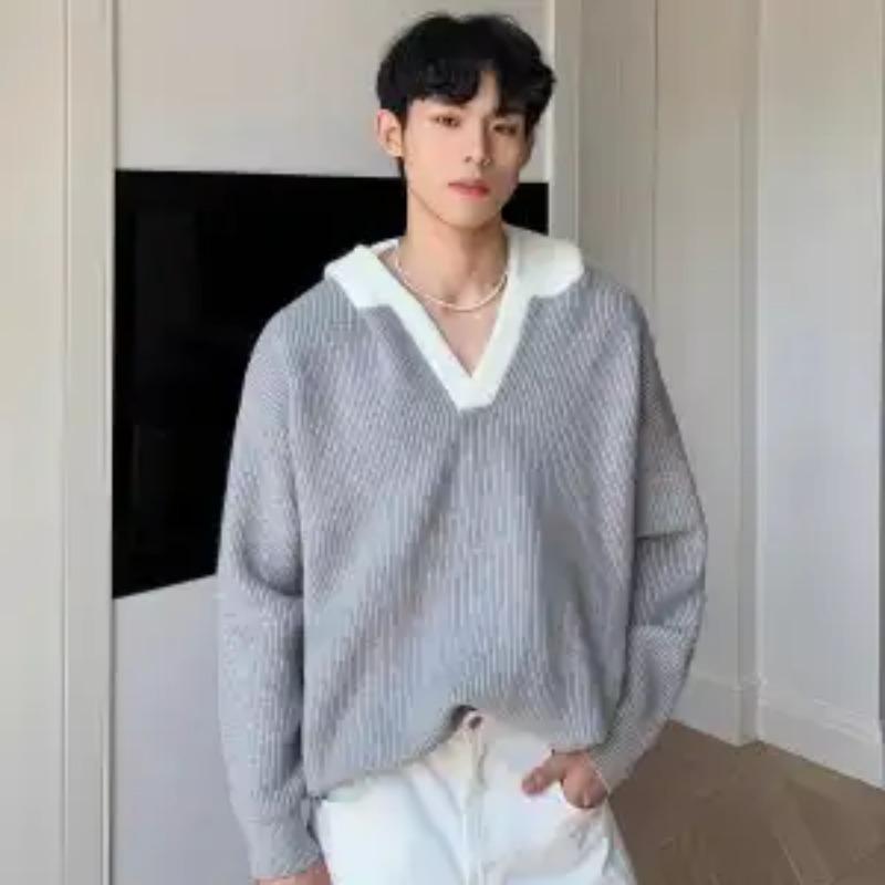 

Irregular Button Turtleneck Sweater Men s Autumn and Winter Fashion Brand S серый