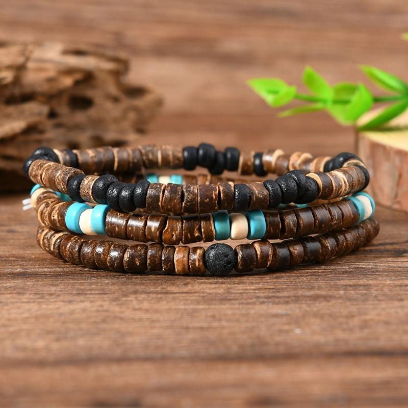 New Coconut Shell Turquoise Beaded Elastic Line Men's Bracelet Bracelet Bracelet