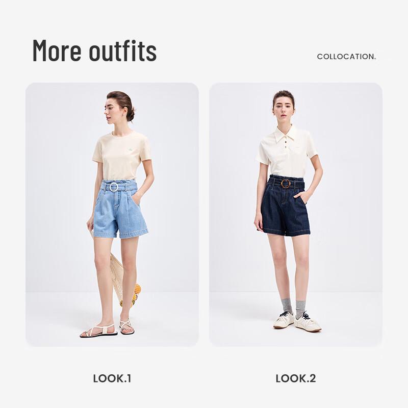 Navigare Women's A-Line Cotton Denim Shorts