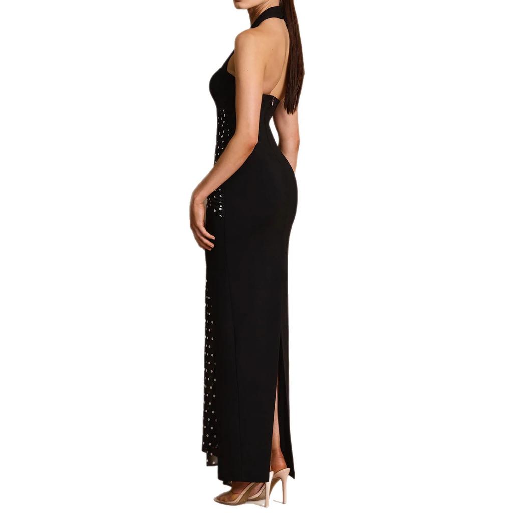 European and American summer fashion neck halter polka dot splicing strap temperament hip dress women's clothing