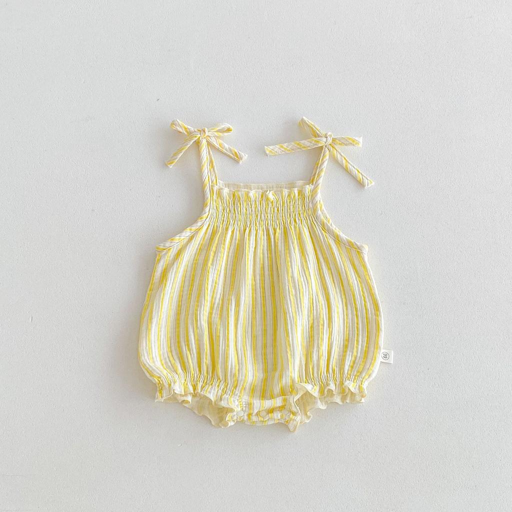 RTS Female Baby Cotton Thin-Strapped Floral Print Romper Bodysuit for Infants Toddlers Cute Summer Outfit Sweet Style Jumpsuit