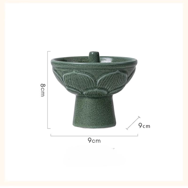Chinese Ceramic Ornament Retro Celadon Oil Lamp Candlestick Home Offering Buddha Everbright Lamp