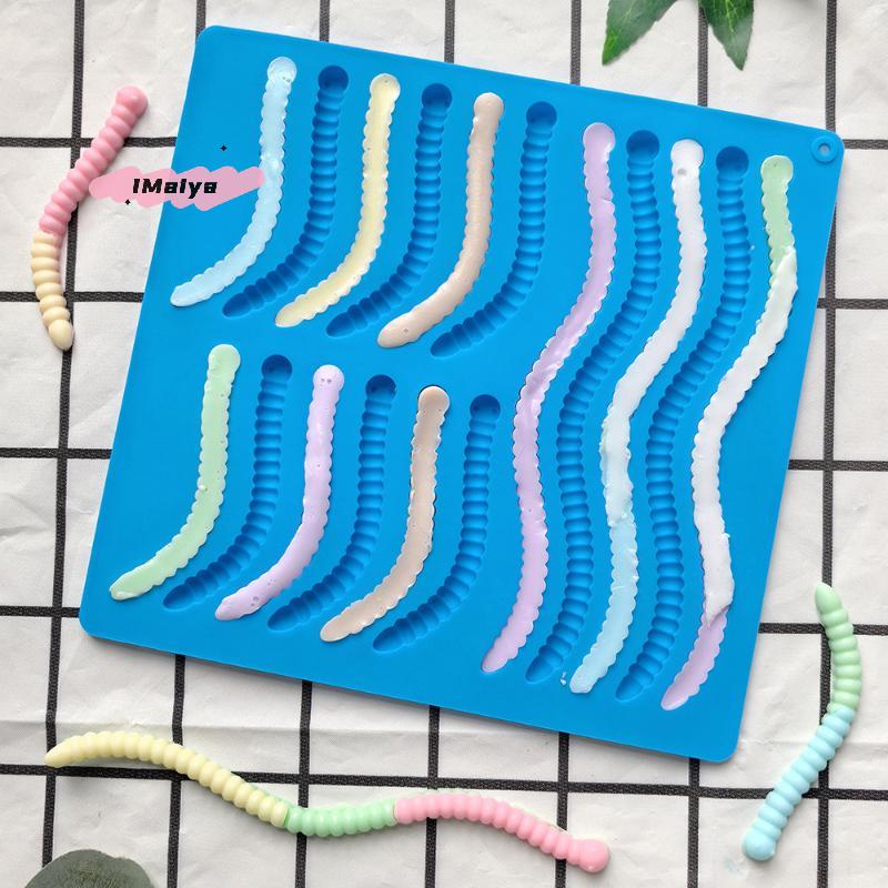 1Pc Silicone Mold for Worm Soft Candy DIY Chocolate Pudding Biscuit Ice Grid Tray Kitchen Baking Tools