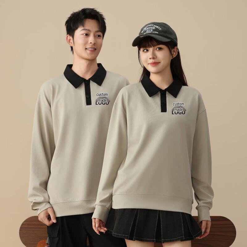 ROMON Unisex Casual Drop-Shoulder Turn-Down Collar Sweatshirt