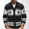 Men's Casual Shawl Collar Cardigan Sweater Button Down Knitted Sweaters Jacquard Pattern Long Sleeve Sweater Cardigans Knit Jackets Outfits for Male