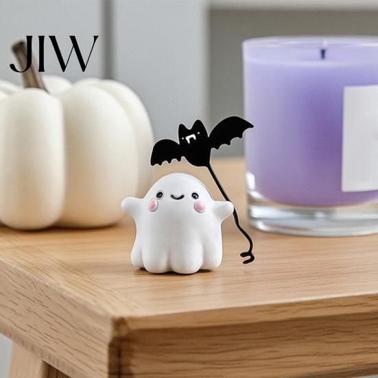 Unique Halloween Home Accents Ghost Walking Dog Resin Figurine, Cute Holding Bat Balloon Statue, Spooky Children Room Desktop Decor Decor, Mini Stable