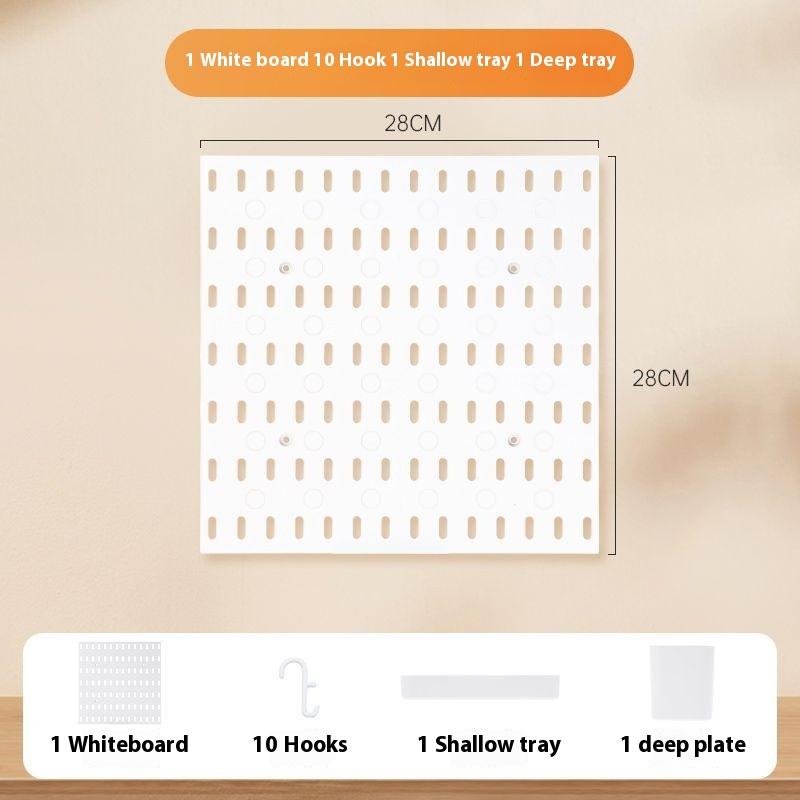 

Без сверления PP Пластиковый настенный кухонный органайзер с крючками и полками, регулируемое хранилище для офисных инструментов в ванной комнате