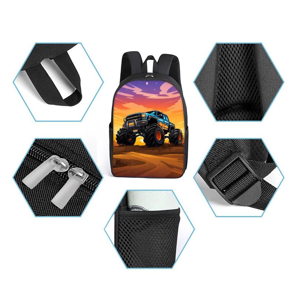 Excavator Printing Single Layer Backpack for Boy and Girls Best Gifts 2D Flat Cartoon School Bags for Children