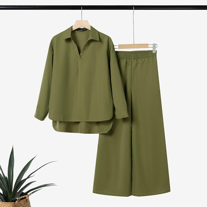 

ZANZEA Женская блузка с длинными рукавами и брюки повседневные комплекты из двух предметов 2XL