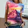 Natural Landscape 3D Print T-Shirts Women Summer New Streetwear Short Sleeve T Shirt Y2k Tops Harajuku Oversized Woman Clothing