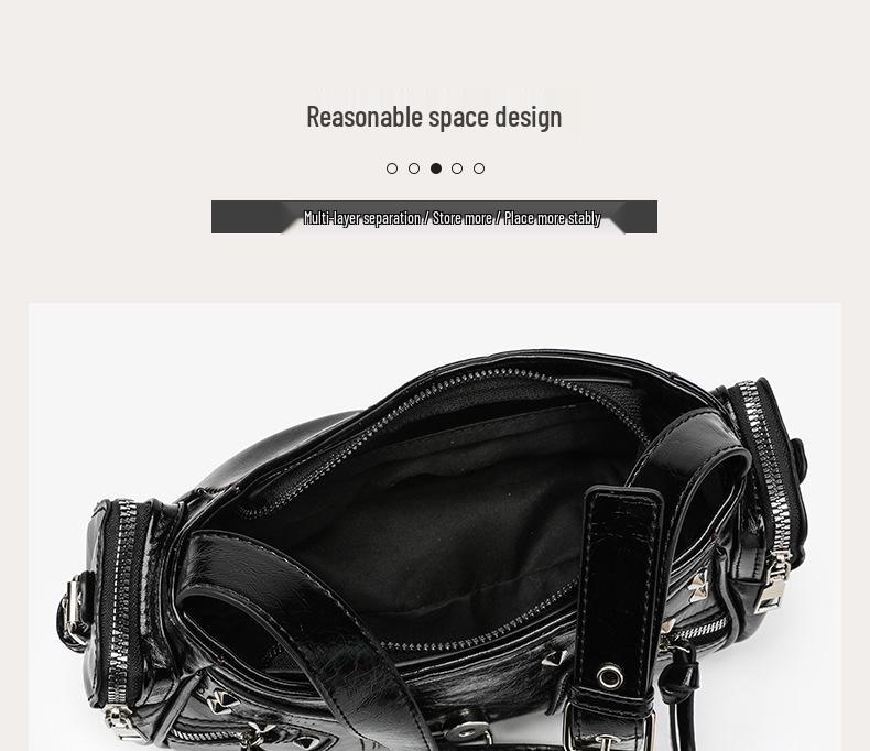 2026 Amerikanische Retro Y2K Mode Handtasche: Pendel-Einschulter-Umhänge-Motorradtasche