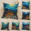 Korea Foguo Temple Pillow Case Linen Cushion Covers For Decorative Sofa Home Pillows Case Car Chair Pillows Cases