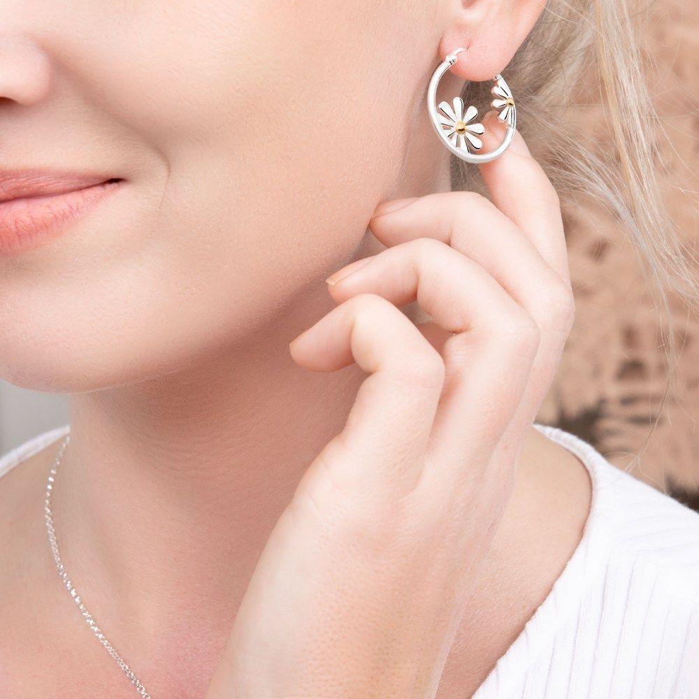 New Fashion Geometric Circle Flower Dangle Earrings for Women Daily Versatile Simple Design Zircon Accessories Gifts