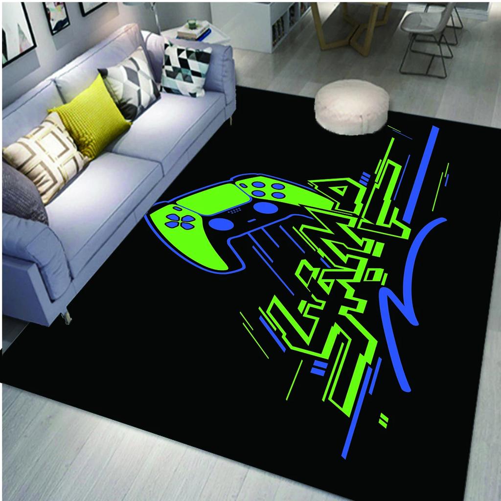 Gaming Area Rug for Kids Boy Bedroom Playroom Living Room Decor Controller Gamepad Carpet Gamer Floor Mat Soft Cool Game Doormat