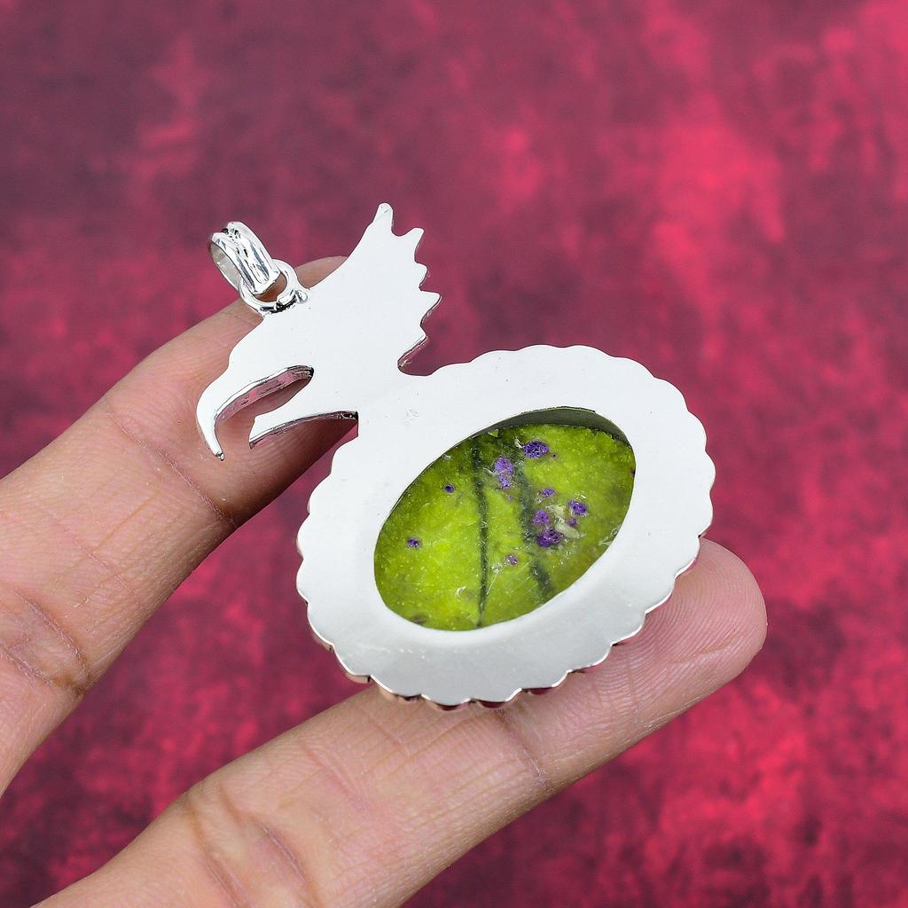 Stichtite Handmade Gemstone Pendant, 925 Solid Sterling Silver Pendant Antique Jewelry, For Engagement Gift