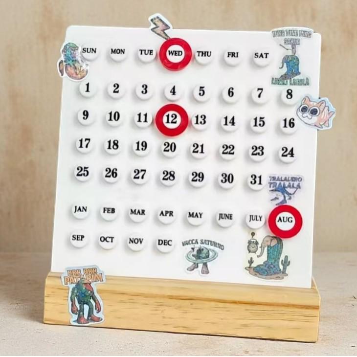 2026 Classic of Mountains and Seas Cartoon Perpetual DIY Wooden Desk Calendar Ornament