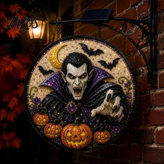 Creative Halloween Gift for Home Solar Powered Hanging Light, Skull Witch Black Cat Cemetery Zombie Design LED Light Ghost Pumpkin Lanterns