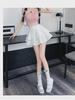 2025 Summer Korean Style Women's Petite Pleated Midi Skirt with Elastic Waist and Slimming Fluffy Design