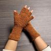 Solid Color Knitted Gloves Coral Fleece Warm Gloves Cozy Half Finger Gloves  Unisex