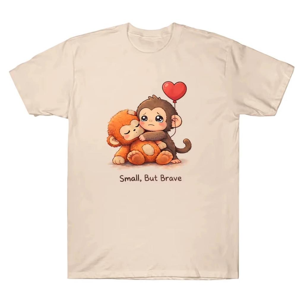 Punch Monkey T-shirts Small But Brave Graphic Clothes Abandoned Rescue Story Gift Pure Cotton Tees Unisex O-neck Loose T Shirts