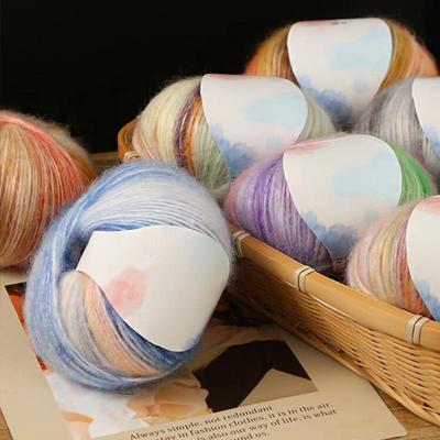 50g Natural Knitted Premium Soft Mohair Gradient Colored Silk Handmade Thread